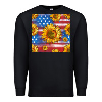 Black sunflowers american flag seamless pattern Premium Sweatshirt - HRA Design Shop
