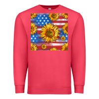 Cardinal sunflowers american flag seamless pattern Premium Sweatshirt - HRA Design Shop