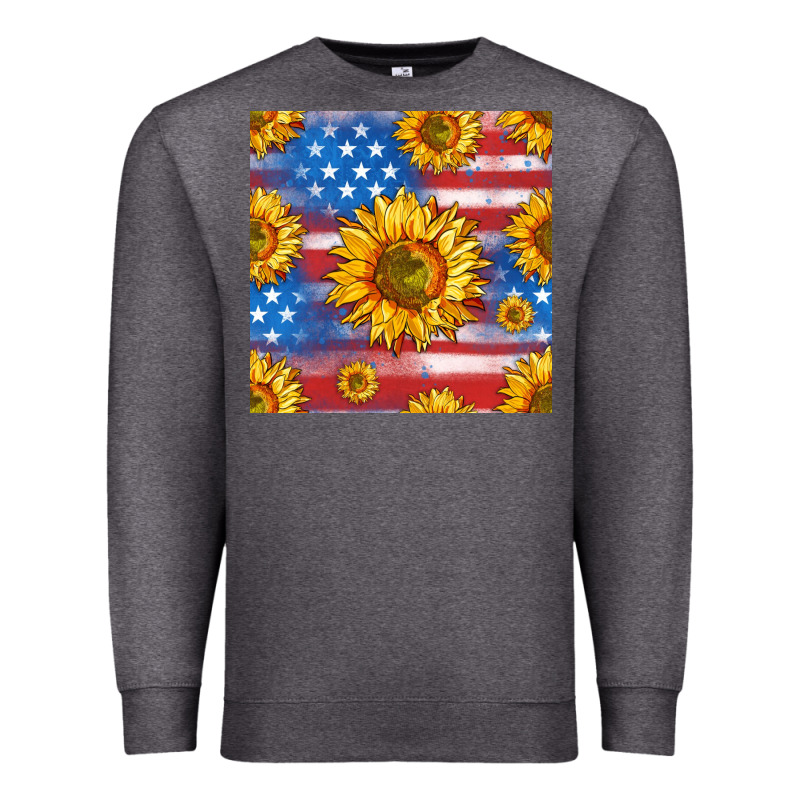 Sunflowers American Flag Seamless Pattern Premium Sweatshirt by HRA Design Shop | Teevron