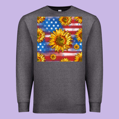 Sunflowers American Flag Seamless Pattern Premium Sweatshirt Designed By Hra Design Shop