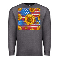 Charcoal Heather sunflowers american flag seamless pattern Premium Sweatshirt - HRA Design Shop