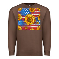 Chestnut sunflowers american flag seamless pattern Premium Sweatshirt - HRA Design Shop