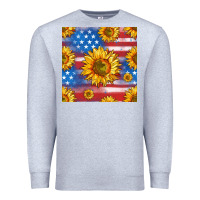 Heather Grey sunflowers american flag seamless pattern Premium Sweatshirt - HRA Design Shop