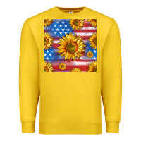 Lemon sunflowers american flag seamless pattern Premium Sweatshirt - HRA Design Shop