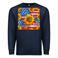Navy sunflowers american flag seamless pattern Premium Sweatshirt - HRA Design Shop
