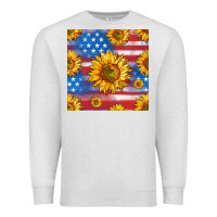Oatmeal Heather sunflowers american flag seamless pattern Premium Sweatshirt - HRA Design Shop