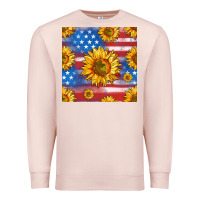 Pale Pink sunflowers american flag seamless pattern Premium Sweatshirt - HRA Design Shop