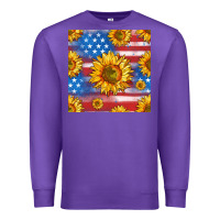 Purple sunflowers american flag seamless pattern Premium Sweatshirt - HRA Design Shop