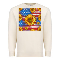 Sandshell sunflowers american flag seamless pattern Premium Sweatshirt - HRA Design Shop