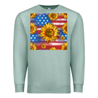 Seafoam sunflowers american flag seamless pattern Premium Sweatshirt - HRA Design Shop
