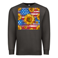 Smoke sunflowers american flag seamless pattern Premium Sweatshirt - HRA Design Shop