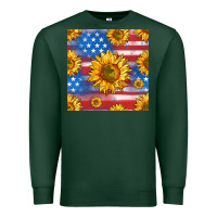 Sports Green sunflowers american flag seamless pattern Premium Sweatshirt - HRA Design Shop