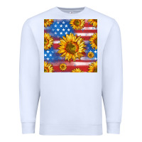 White sunflowers american flag seamless pattern Premium Sweatshirt - HRA Design Shop