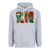 Heather Grey lady of guadalupe coffee cups Heavyweight Hoodie - Zillion Design Studio