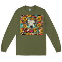 White Scottish Calf And Sunflowers Long Sleeve Tee | Teevron