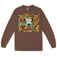 Chestnut white Scottish calf and sunflowers Long Sleeve Tee - BarkalooDesign