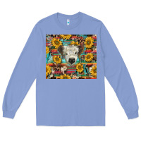 Colony Blue white Scottish calf and sunflowers Long Sleeve Tee - BarkalooDesign