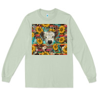 Matcha white Scottish calf and sunflowers Long Sleeve Tee - BarkalooDesign