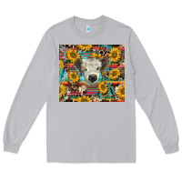 Moon Dust white Scottish calf and sunflowers Long Sleeve Tee - BarkalooDesign