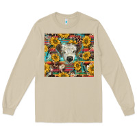 Mushroom white Scottish calf and sunflowers Long Sleeve Tee - BarkalooDesign