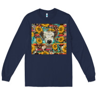 Navy white Scottish calf and sunflowers Long Sleeve Tee - BarkalooDesign