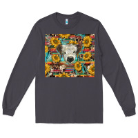 Smoke white Scottish calf and sunflowers Long Sleeve Tee - BarkalooDesign