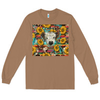 Toasted Coconut white Scottish calf and sunflowers Long Sleeve Tee - BarkalooDesign
