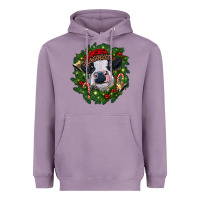Lavender heifer cow with Christmas wreath Heavyweight Hoodie - RanaPortraitStore