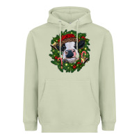 Matcha heifer cow with Christmas wreath Heavyweight Hoodie - RanaPortraitStore