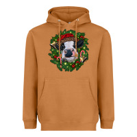 Meerkat heifer cow with Christmas wreath Heavyweight Hoodie - RanaPortraitStore