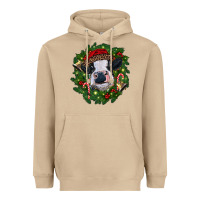 Mushroom heifer cow with Christmas wreath Heavyweight Hoodie - RanaPortraitStore