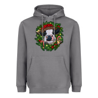 Storm heifer cow with Christmas wreath Heavyweight Hoodie - RanaPortraitStore