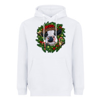 White heifer cow with Christmas wreath Heavyweight Hoodie - RanaPortraitStore