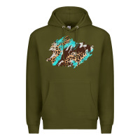 Army Green cowhide leopard turquoise patch Premium Hoodie - AdoDesignShop