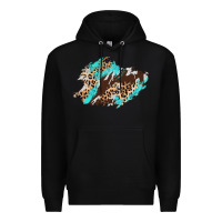 Black cowhide leopard turquoise patch Premium Hoodie - AdoDesignShop
