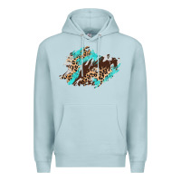 Blue Mist cowhide leopard turquoise patch Premium Hoodie - AdoDesignShop