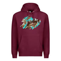 Burgundy cowhide leopard turquoise patch Premium Hoodie - AdoDesignShop
