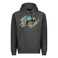 Charcoal Heather cowhide leopard turquoise patch Premium Hoodie - AdoDesignShop