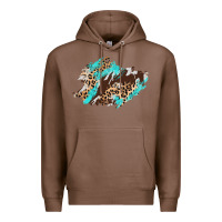 Chestnut cowhide leopard turquoise patch Premium Hoodie - AdoDesignShop