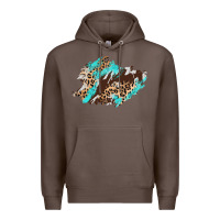 Coffee cowhide leopard turquoise patch Premium Hoodie - AdoDesignShop