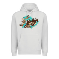 Dove Grey cowhide leopard turquoise patch Premium Hoodie - AdoDesignShop