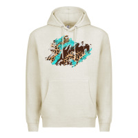 Oatmeal Heather cowhide leopard turquoise patch Premium Hoodie - AdoDesignShop