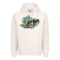 Pale Pink cowhide leopard turquoise patch Premium Hoodie - AdoDesignShop