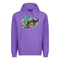 Purple cowhide leopard turquoise patch Premium Hoodie - AdoDesignShop