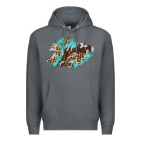 Rock cowhide leopard turquoise patch Premium Hoodie - AdoDesignShop