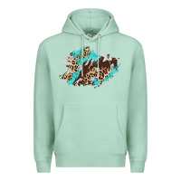 Seafoam cowhide leopard turquoise patch Premium Hoodie - AdoDesignShop