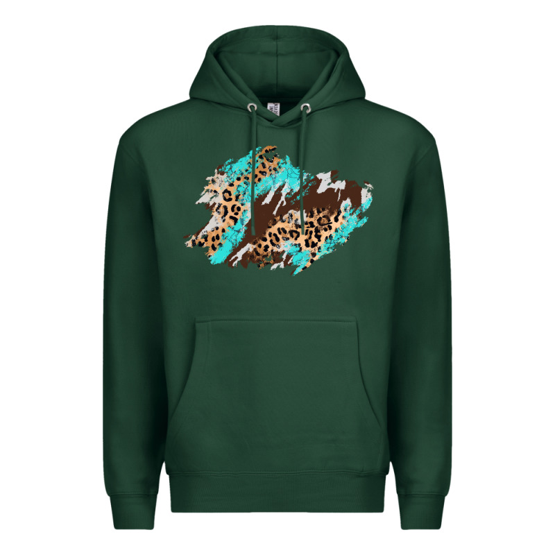 Cowhide Leopard Turquoise Patch Premium Hoodie by AdoDesignShop | Teevron
