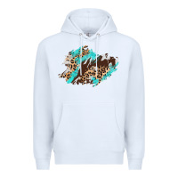 White cowhide leopard turquoise patch Premium Hoodie - AdoDesignShop