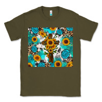Army Green sunflower cross cowhide gemstones Classic Tee - RanaPortraitStore