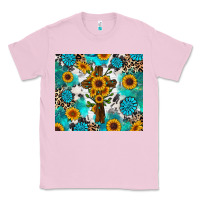 Bubblegum Pink sunflower cross cowhide gemstones Classic Tee - RanaPortraitStore